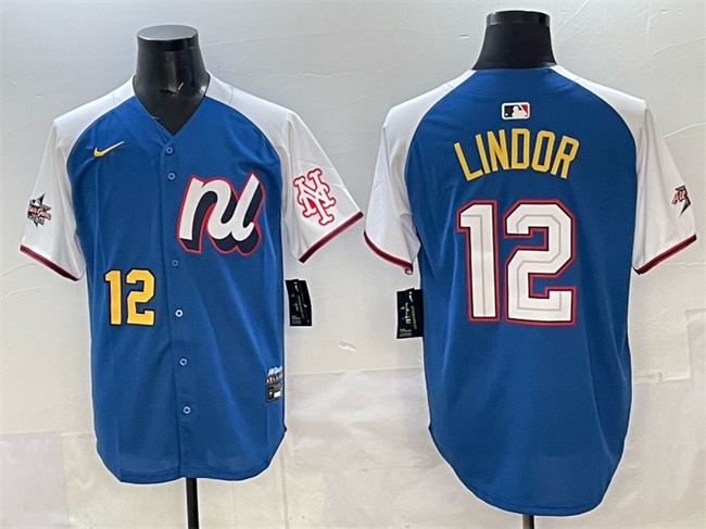 Men's National League #12 Francisco Lindor Blue Alternate 2025 All-Star Edition Limited Stitched Baseball Jersey